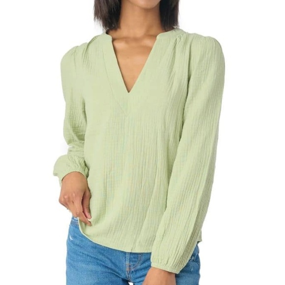 gibsonlook Tops - Gibsonlook 100% Cotton Gauze Lightweight Blouse Sage Green Size XL